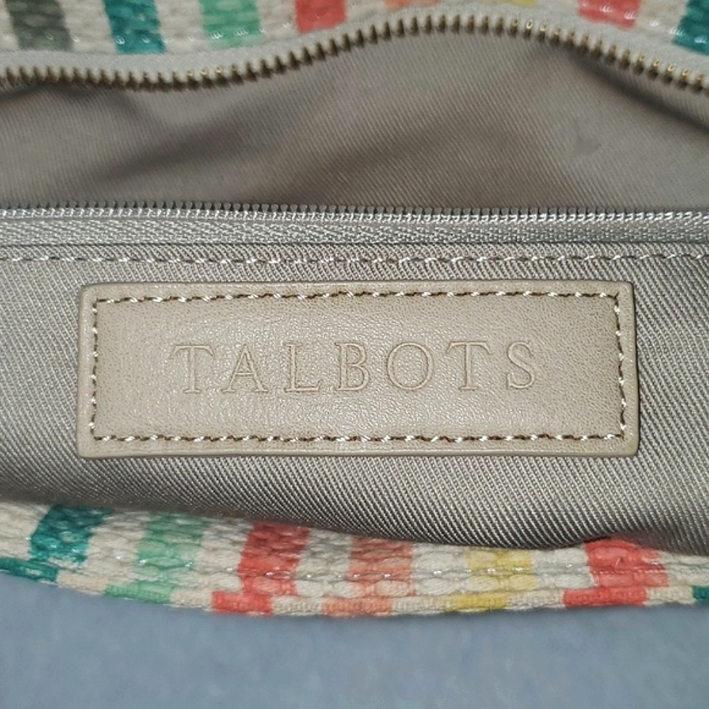 Talbots Rainbow Striped Zipper Top Tote - Picture 5 of 14